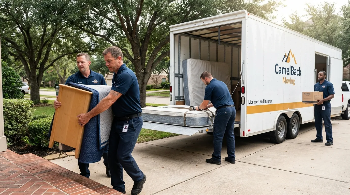 Crew loading residential truck for cross-state move from Homewood, IL