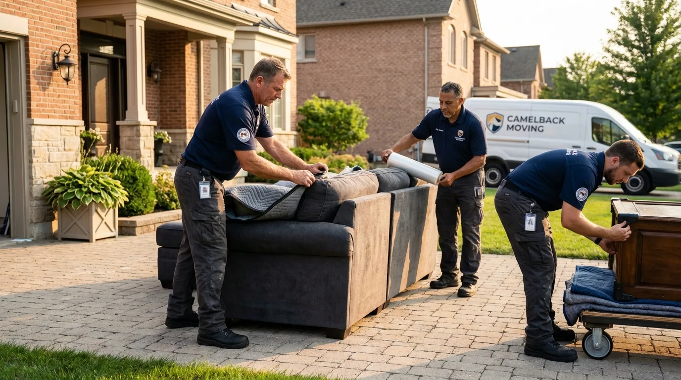 Large estate moving crew wrapping furniture in Homewood, IL