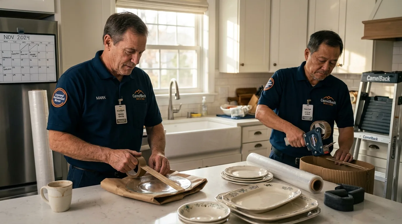 Professional crew packing kitchen dishware in Homewood, IL